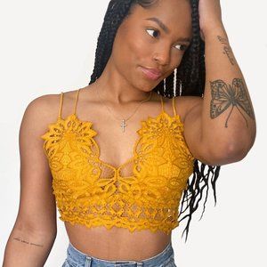 Lace Crop Top Mustard